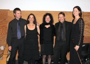 Dream Variations premiere: Andrea with Grant Gershon and the Debussy Trio. Photo by Lee Salem.