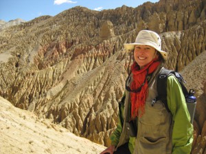 Andrea on trek in Upper Mustang, Nepal