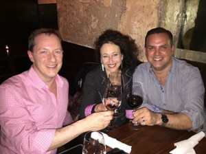 Tom Gualtieri, Andrea and Joseph Buches toasting to the premiere of That Summer