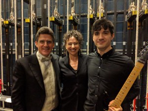 Dirk Brosse, Andrea and Jordan Dodson after premiere of GLOW, Chamber Orchestra of Philadelphia, Kimmel Center, Philadelphia, March 31, 2019